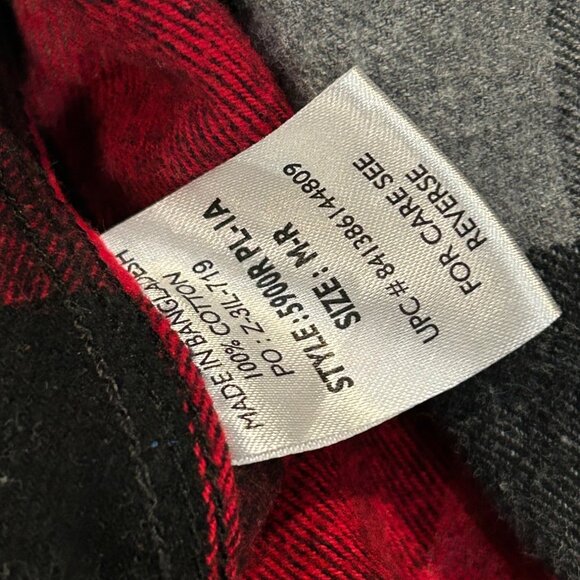 Five Brother (MEDIUM) Mens Plaid 1/2 Zip Shirt Long Sleeve Flannel Red Black - Picture 3 of 5